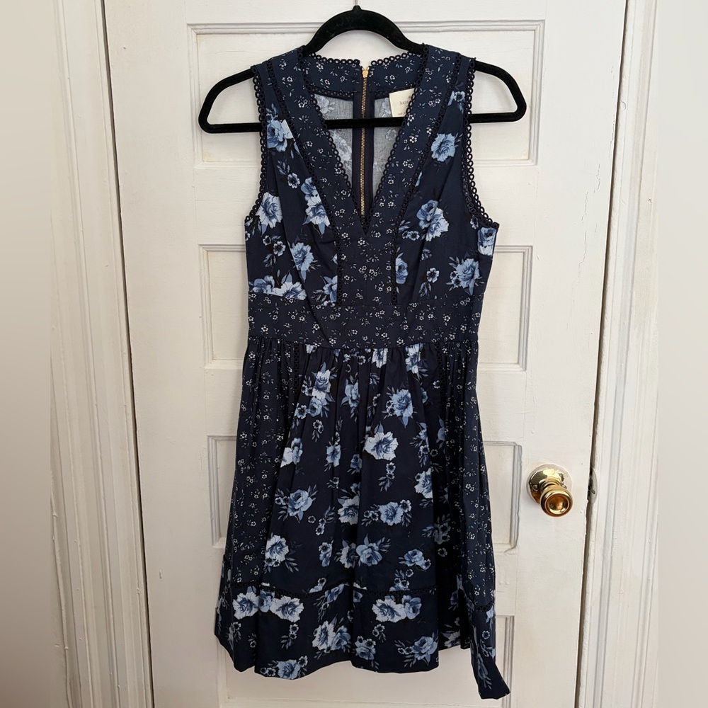 Kate Spade Dress Womens 4 Blue Prairie Rose Fit and Flare Fairy Cottagecore Mini